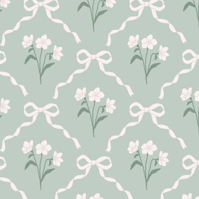 Цветочный принт с бантом лентой дамаск