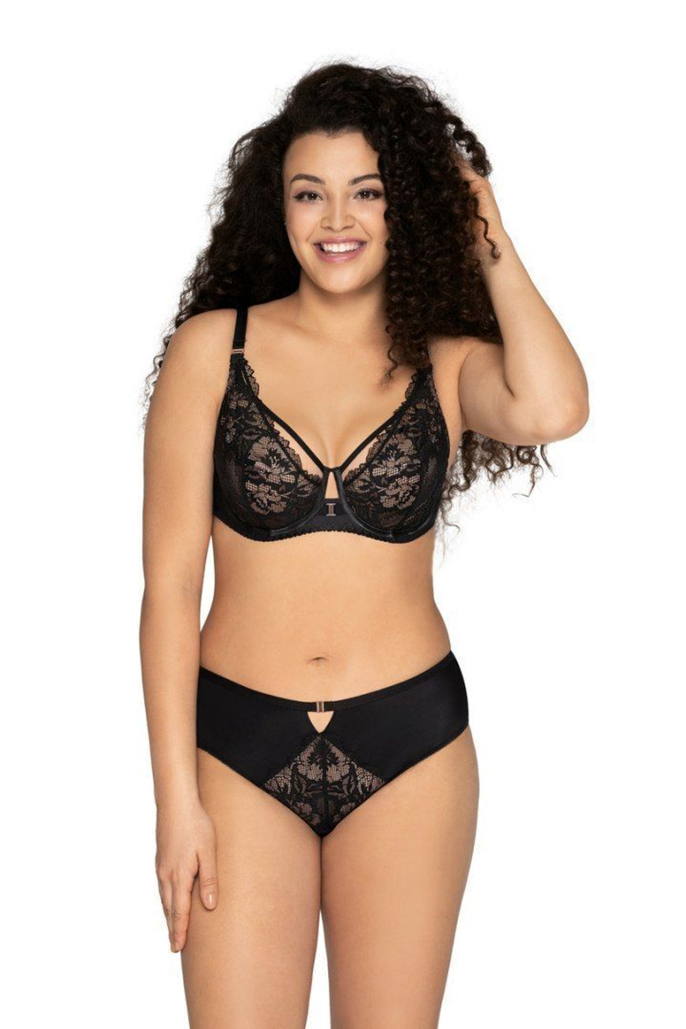 Трусики-слипы с кружевом и имитацией пояска на застежке (Размер: XL) (Цвет: серый)