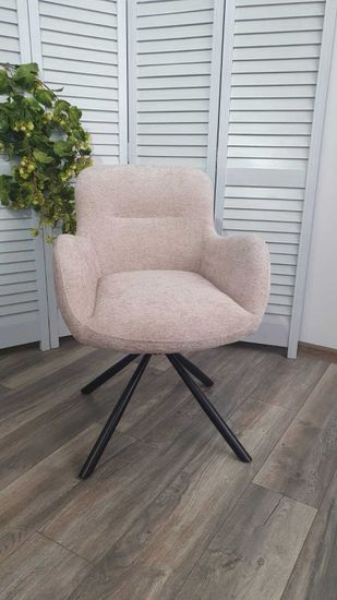 Стул KAROL 180 град. поворот. 3018-10 бежевый, шенилл/ черный каркас