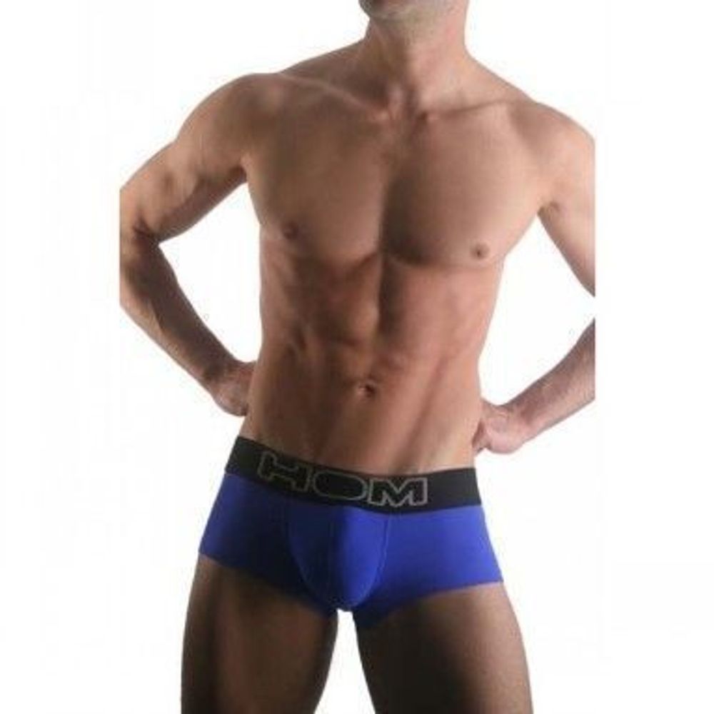 Мужские трусы боксеры  синие с черной резинкой HOM Sports Night Therapy  Trunk Blue