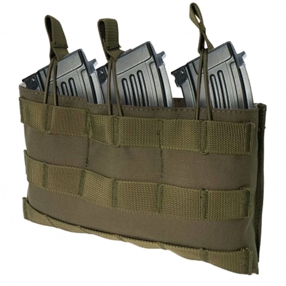 Подсумок molle тройной открытый для магазина АК олива