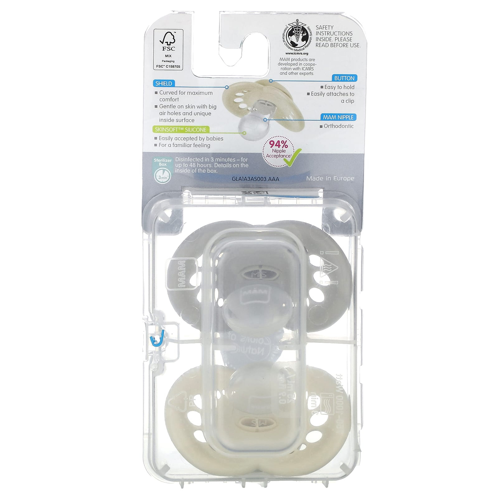 MAM, Original, соска для детей от 16 месяцев, Colours of Nature, 2 шт.