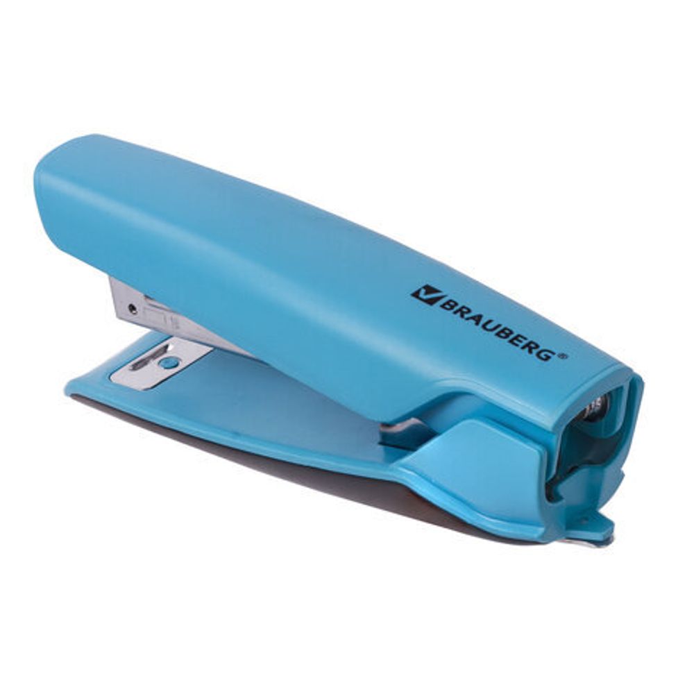 Степлер №10 BRAUBERG "ULTRA", до 20 листов, с антистеплером, голубой, 228755