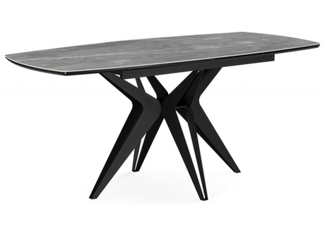 Керамический стол Woodville Риполь 140(180)х80 larka grey, черный