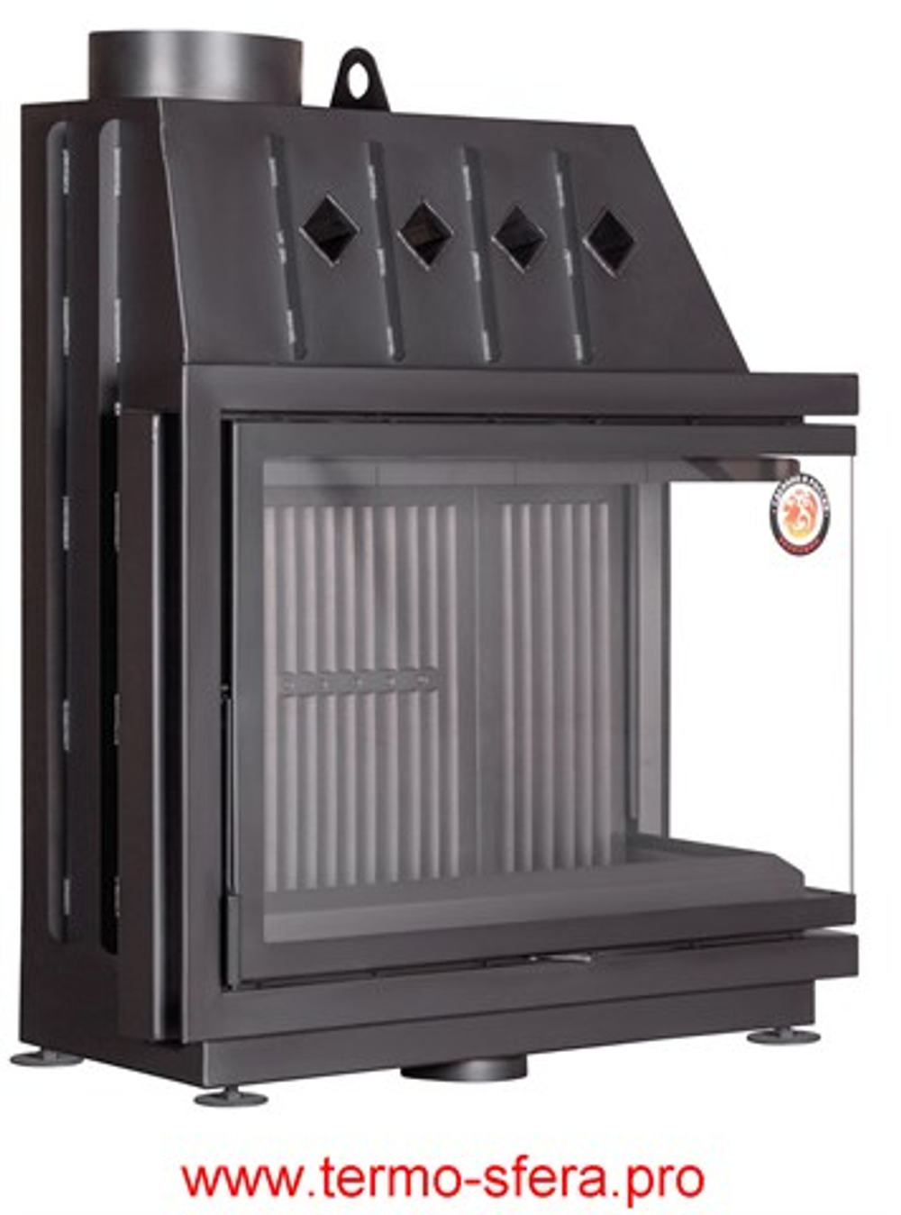 Каминная топка Экокамин Альфа 1000 RB два стекла правая черный шамот