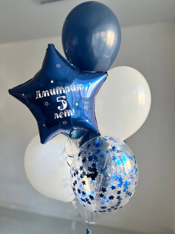 Воздушные шары на пятилетие сына, цифра 5 синий/белый №3870