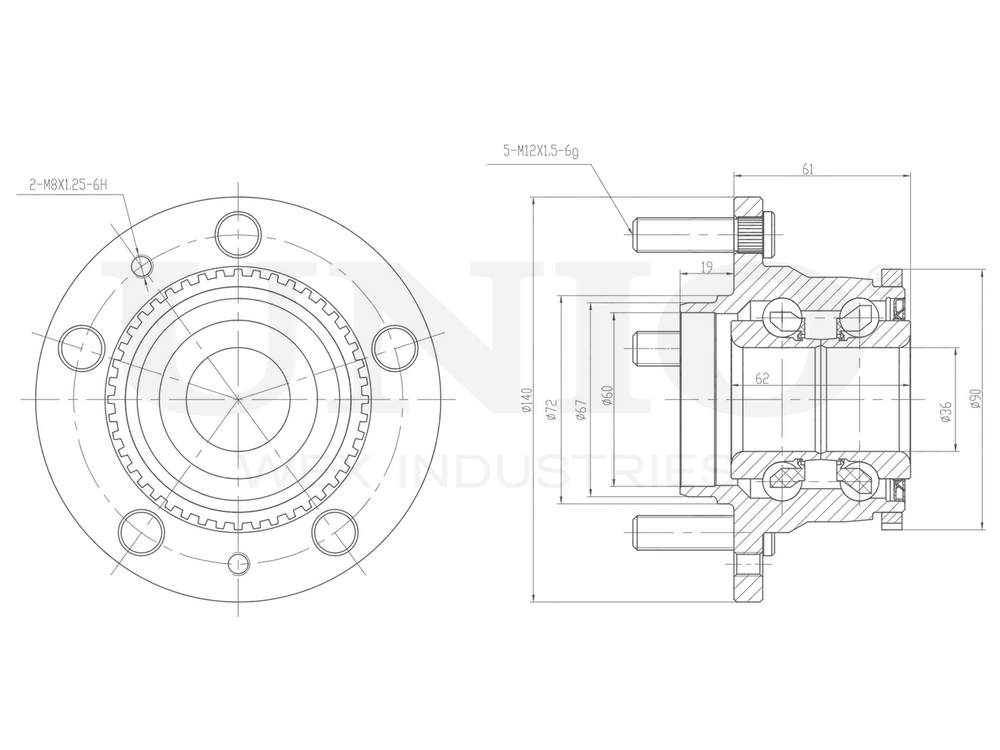 Ступица задняя (с ABS) UNIO HUB-20097