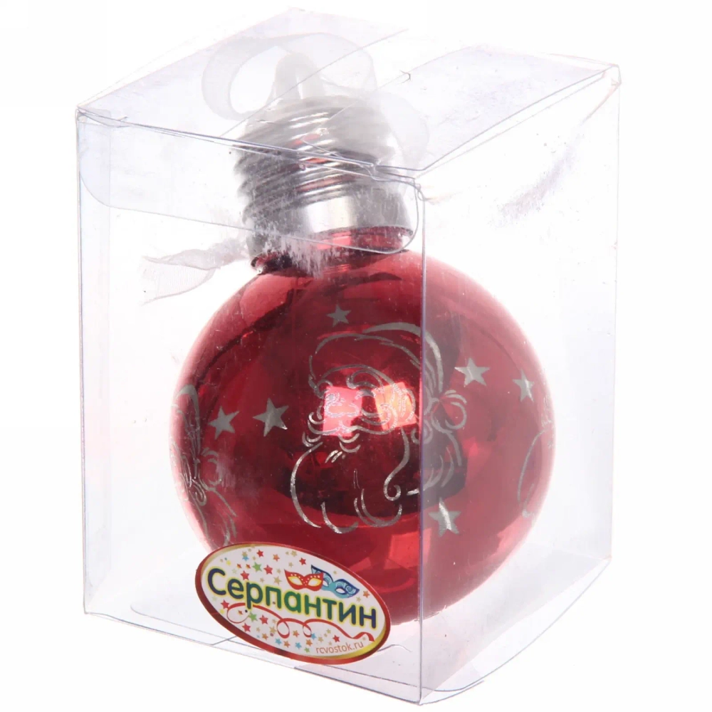 Подвеска ЛАМПА с подсветкой 6 см «Дедушка Мороз», Красный (подсветка Теплый белый)