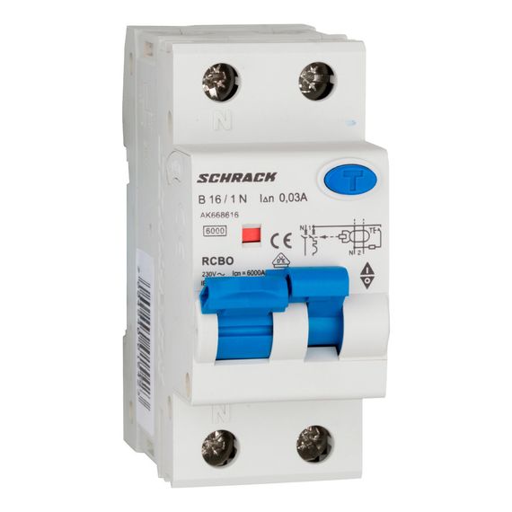Дифавтомат Schrack Technik 1P+N B 16A 30mA тип A 6kA AK668616-- (АВДТ)