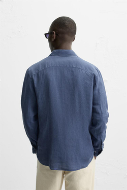 ZARA РУБАШКА ИЗ 100% ЛЬНА, СИНИЙ