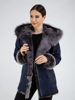 Дубленка натуральная зимняя с капюшоном Турция