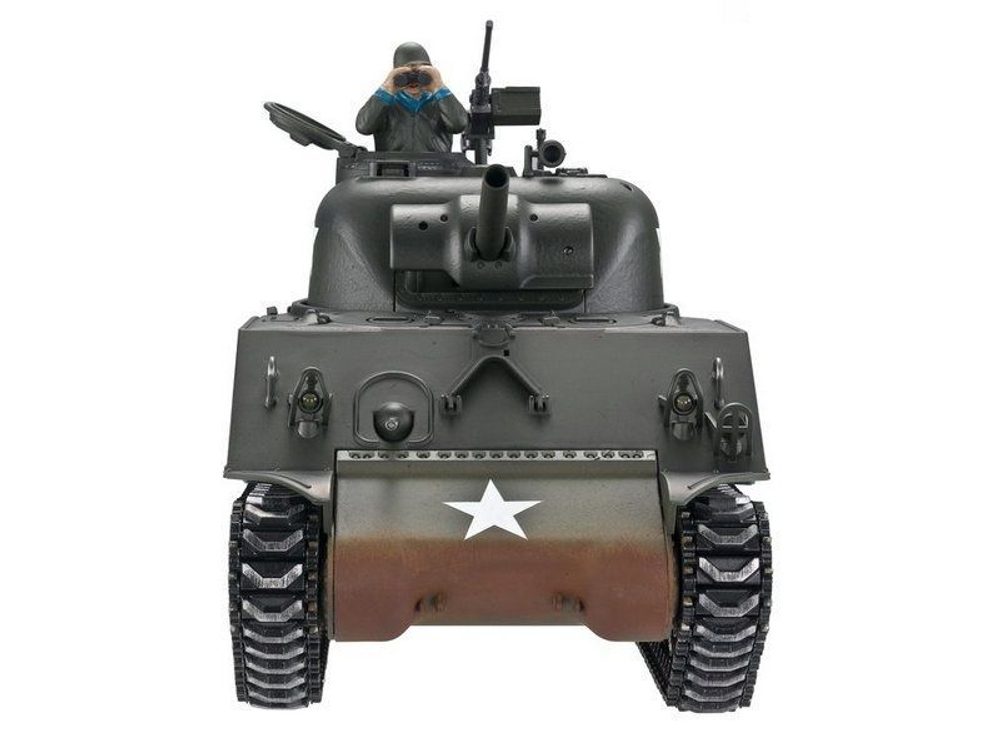 Радиоуправляемый танк Torro Sherman M4A3 1/16 с ИК-пушкой, деревянной коробкой и реалистичным звуком и дымом