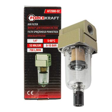 Фильтр воздушный для пневмосистем 1/4'' FORCEKRAFT FK-AF2000-02