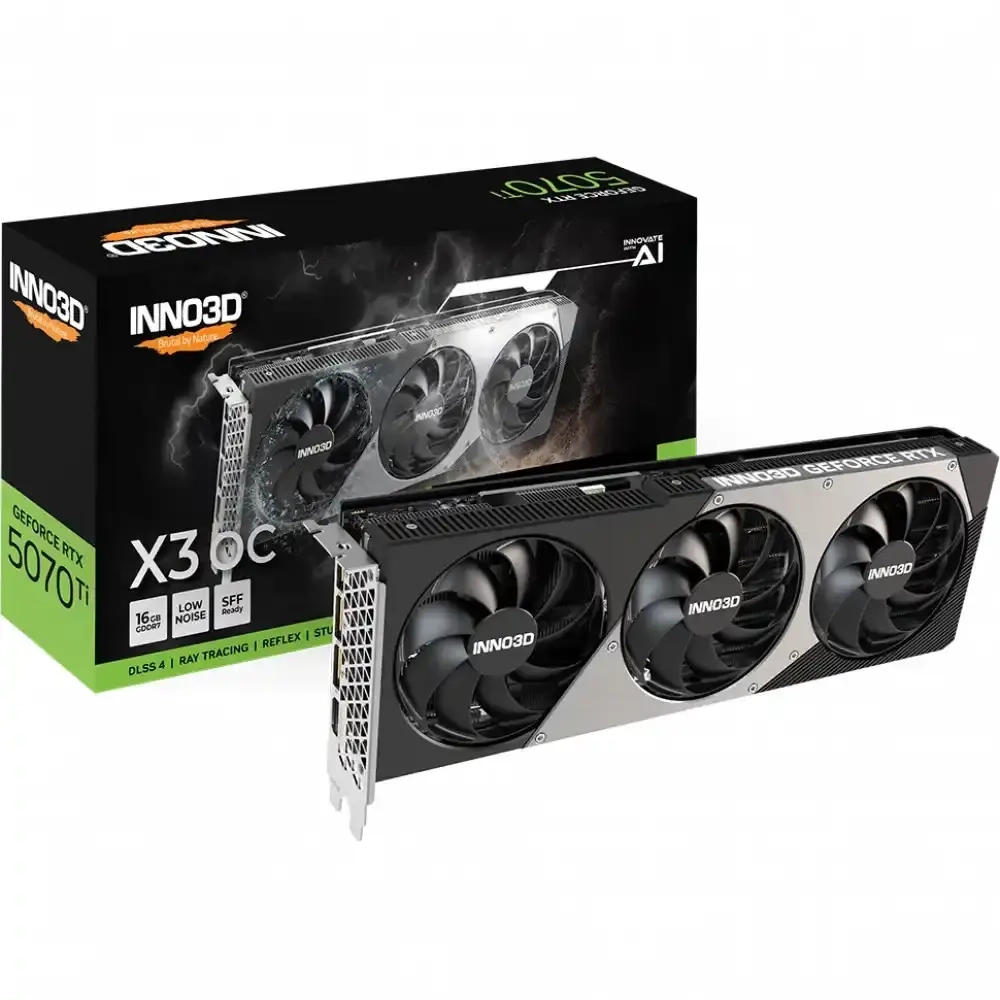 Видеокарта Inno3D GeForce RTX5070 Ti X3 OC 16G GDDR7 256-bit 1xHDMI 3xDP N507T3-16D7X-176068N