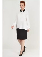 Блузка белая с черным воротником