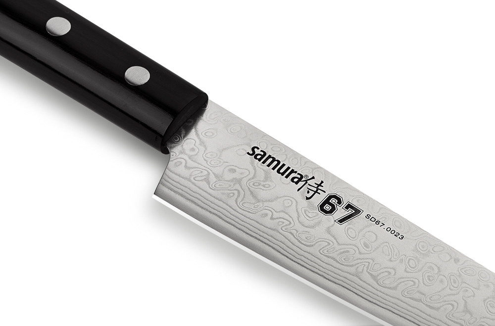 Нож кухонный универсальный 15см Samura 67 Damascus черная пакка SD67-0023