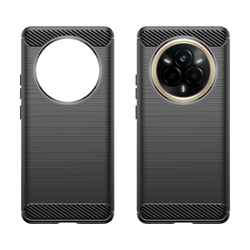 Чехол черного цвета с дизайном под карбон на Realme 14 Pro (Narzo 80 Pro), серия Carbon от Caseport