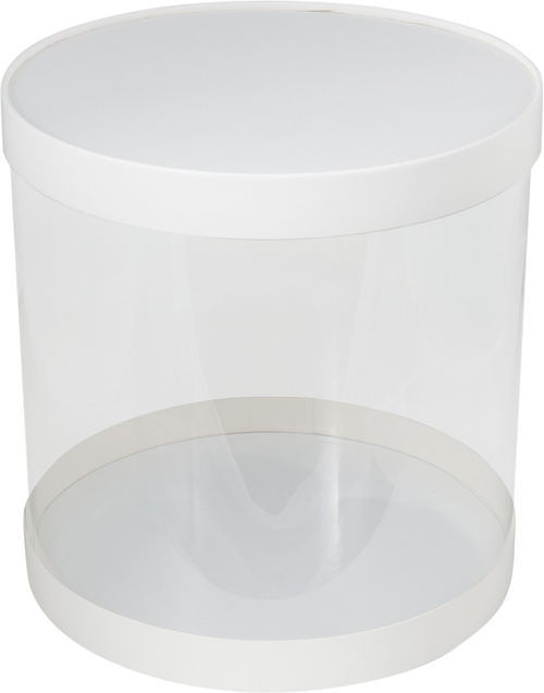 Коробка для торта тубус прозрачная диам.260мм выс.260мм (белая)
