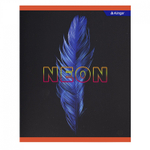 Тетрадь 48л., А5, клетка, Alingar "Пёрышко(NEON)", скрепка, мелованный картон (стандарт), soft touch, блок офсет, 4 дизайна в пленке т/у