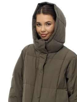 Пуховик длинный с капюшоном, хаки, SilverFox