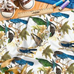 Ткань флис ласточки на ветках