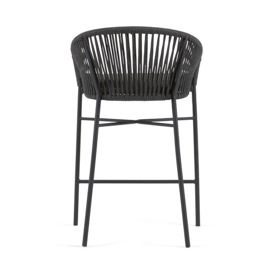 Веревочный полубарный стул Yanet черного цвета 65 см