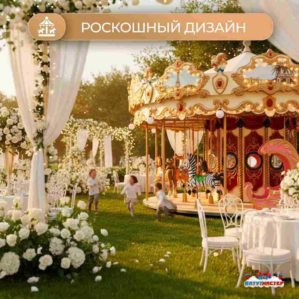 Электрическая свадебная карусель «Королевский бал» с LED-подсветкой, 16 мест