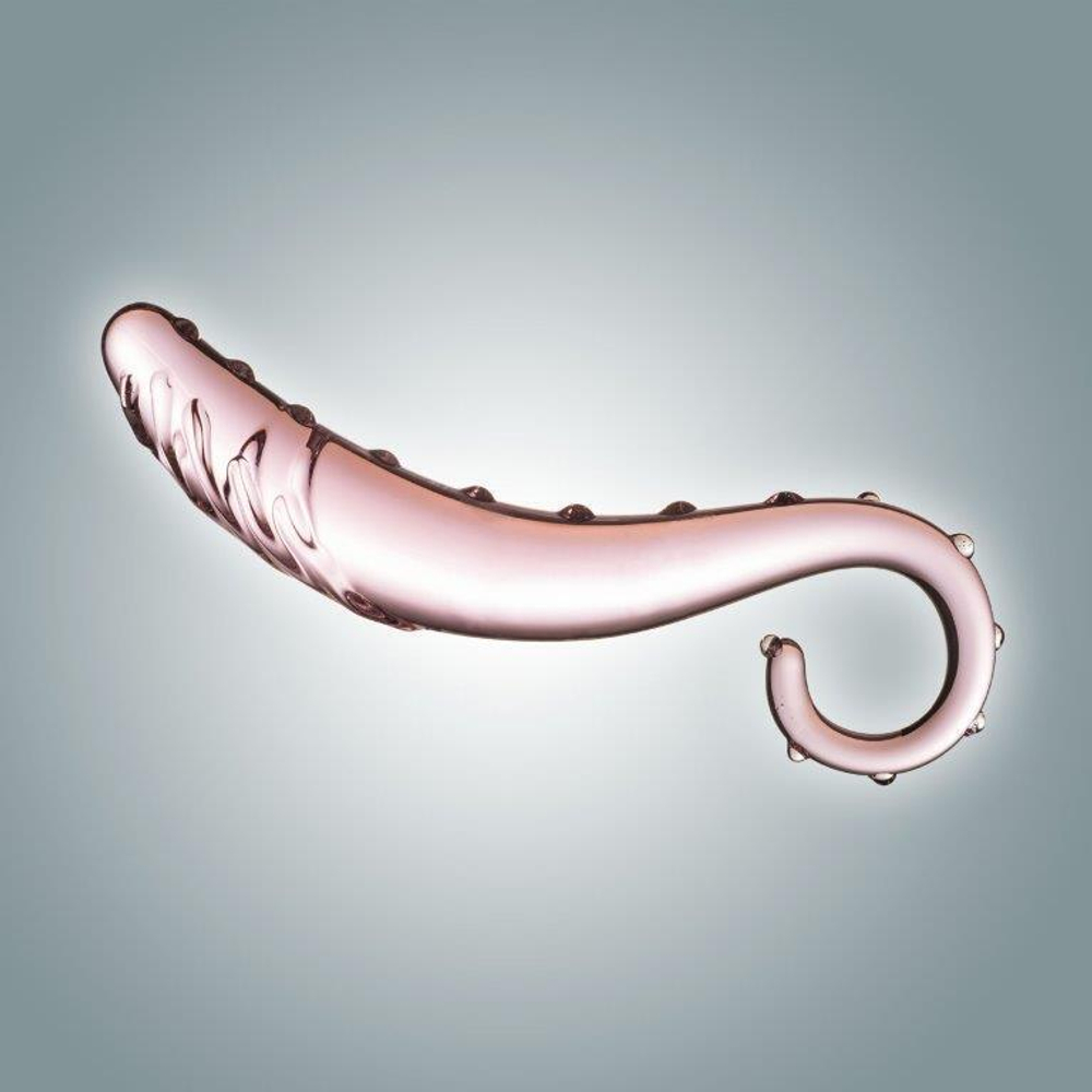 Нежно-розовый стеклянный стимулятор - 16 см. (Цвет: нежно-розовый)