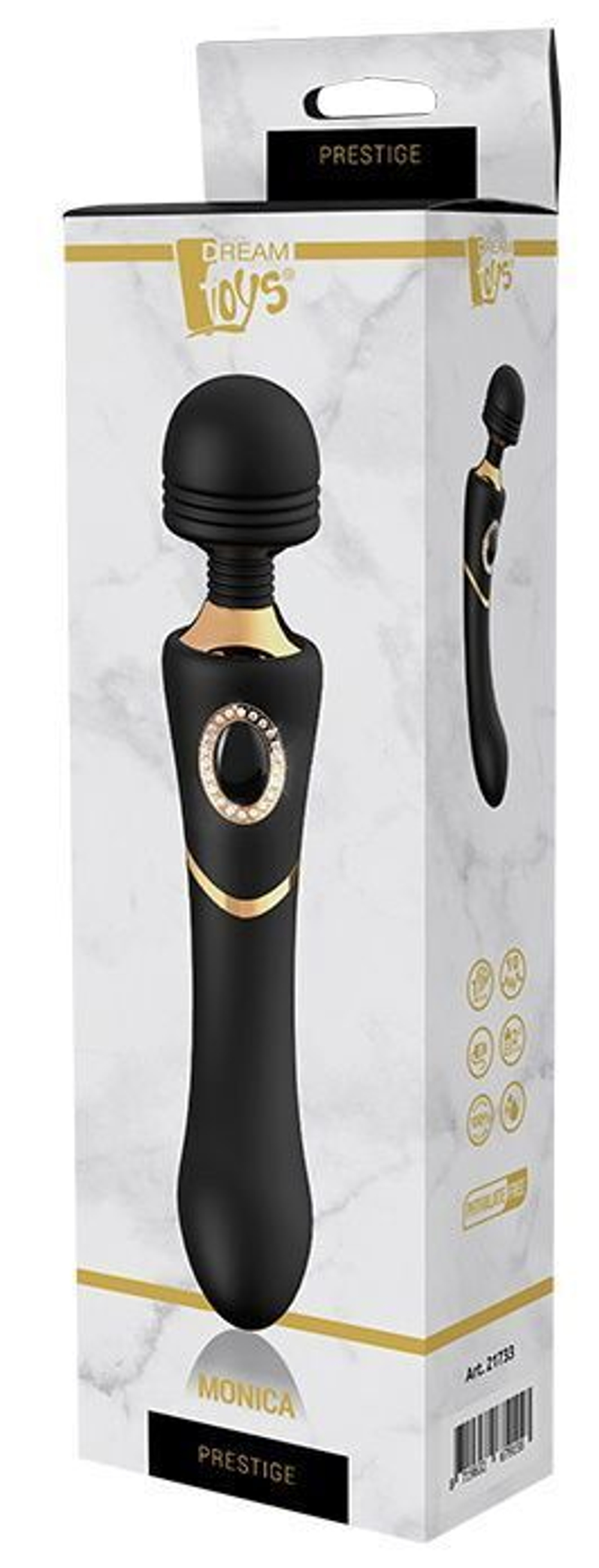 Черный жезловый вибратор MONICA - 24,1 см. (Цвет: черный)