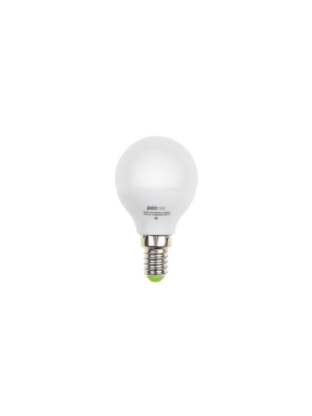 Лампа светодиодная PLED-ECO 5Вт G45 шар матовая 3000К тепл. бел. E14 400лм 230В 50Гц JazzWay 1036896A