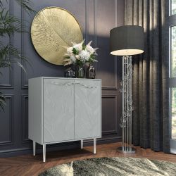 Комод Арт Колор leaves Стайл Сильвер с 2 полками Серый дым