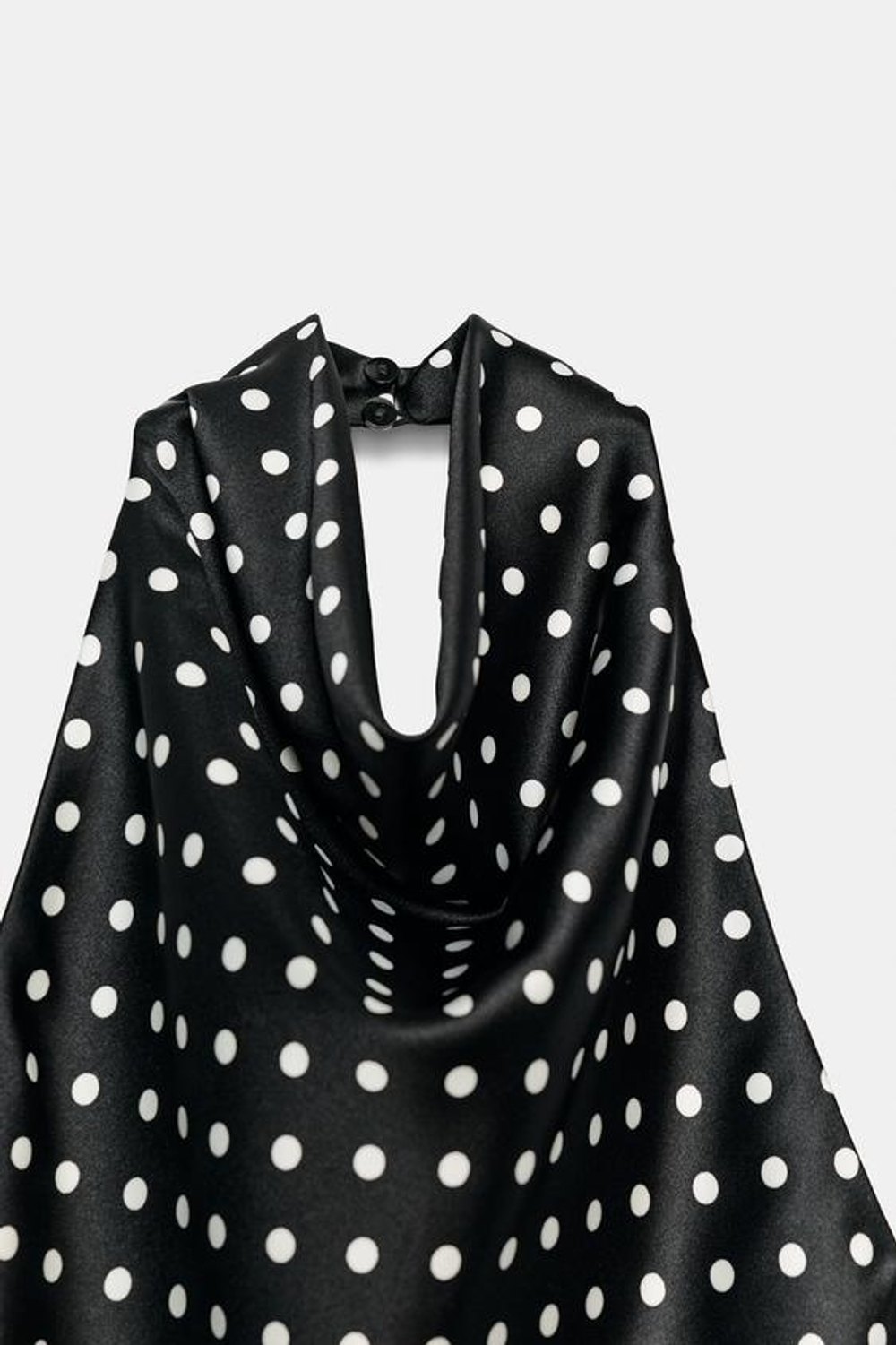 ZARA АТЛАСНЫЙ ТОП С ГОРЛОВИНОЙ ХАЛТЕР, ЧЕРНЫЙ/БЕЛЫЙ