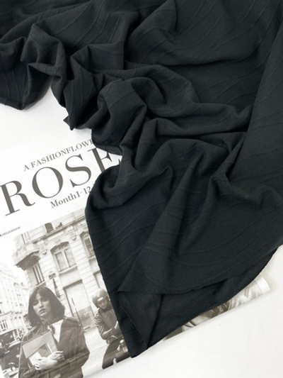 ЧЕРНЫЙ - Кулирка жаккард ВОЛНЫ (КРВ454 Елена)