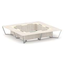 Steel Meet Стол переговорный квадратный KM-PR.B.SP-20K2 Денвер Светлый/Ваниль Глянец/Металл Серый 40