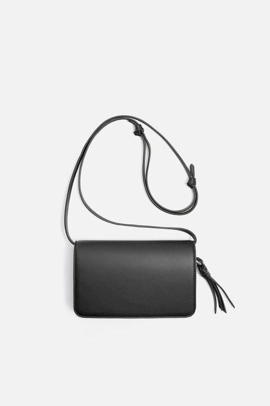 ZARA ОДНОТОННАЯ СУМКА ЧЕРЕЗ ПЛЕЧО, ЧЕРНЫЙ