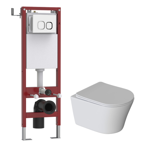 Комплект WAVE "Система инсталляции МЕХАНИКА 380+унитаз "ТРЕНД/TREND"+квадратная кнопка A1 белая глян