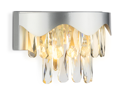 Настенный светильник с выключателем и хрусталем TR5090 SL/CL серебро/прозрачный E14/2 max 40W 260*180*150