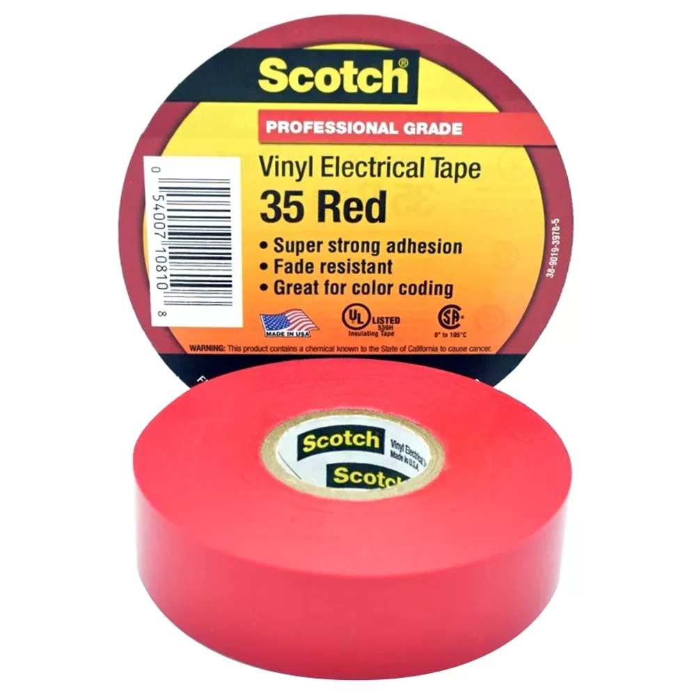 Изоляционная лента 3М scotch высший сорт 19 мм 20 м красная