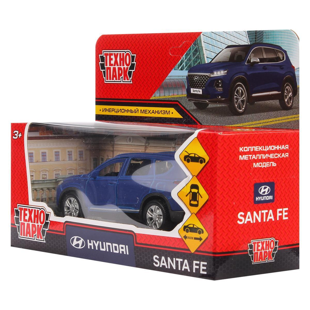 Модель ин. мет. "Hyundai Santa Fe Soft" 12см, двери, багаж, синий, в коробка SANTAFE2-12FIL-BU (Технопа