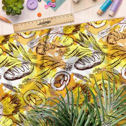 Ткань шифон хлеб, крендель и пшеница