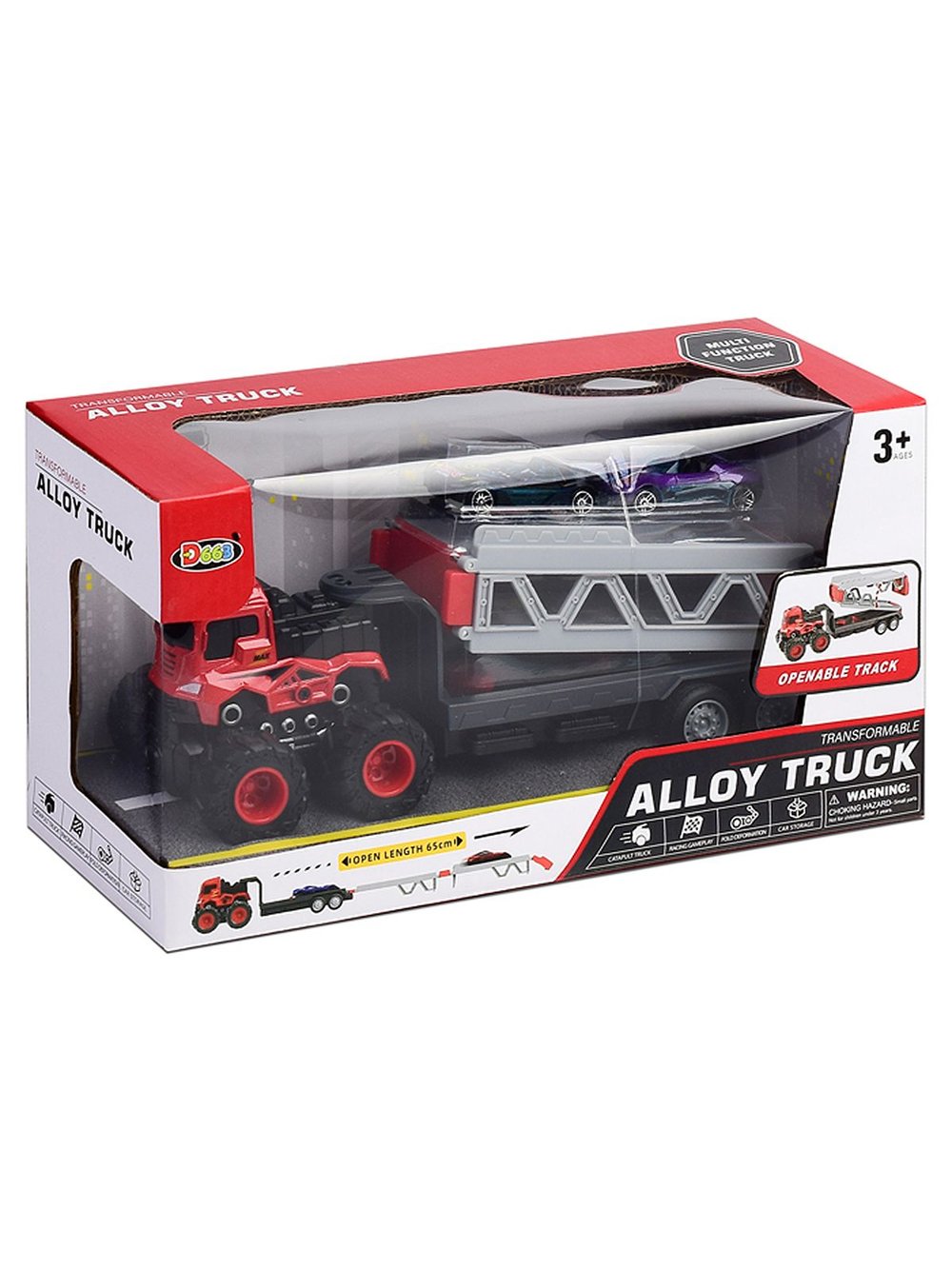 Игровой набор Автовоз в комплекте с двумя машинками красный (H2104)