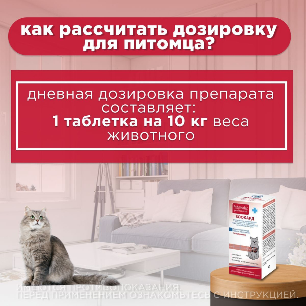 Зоокард Пчелодар Средство для лечения заболеваний сердца у кошек, 1,2 мг, таблетки, 10 шт. Рамиприл.