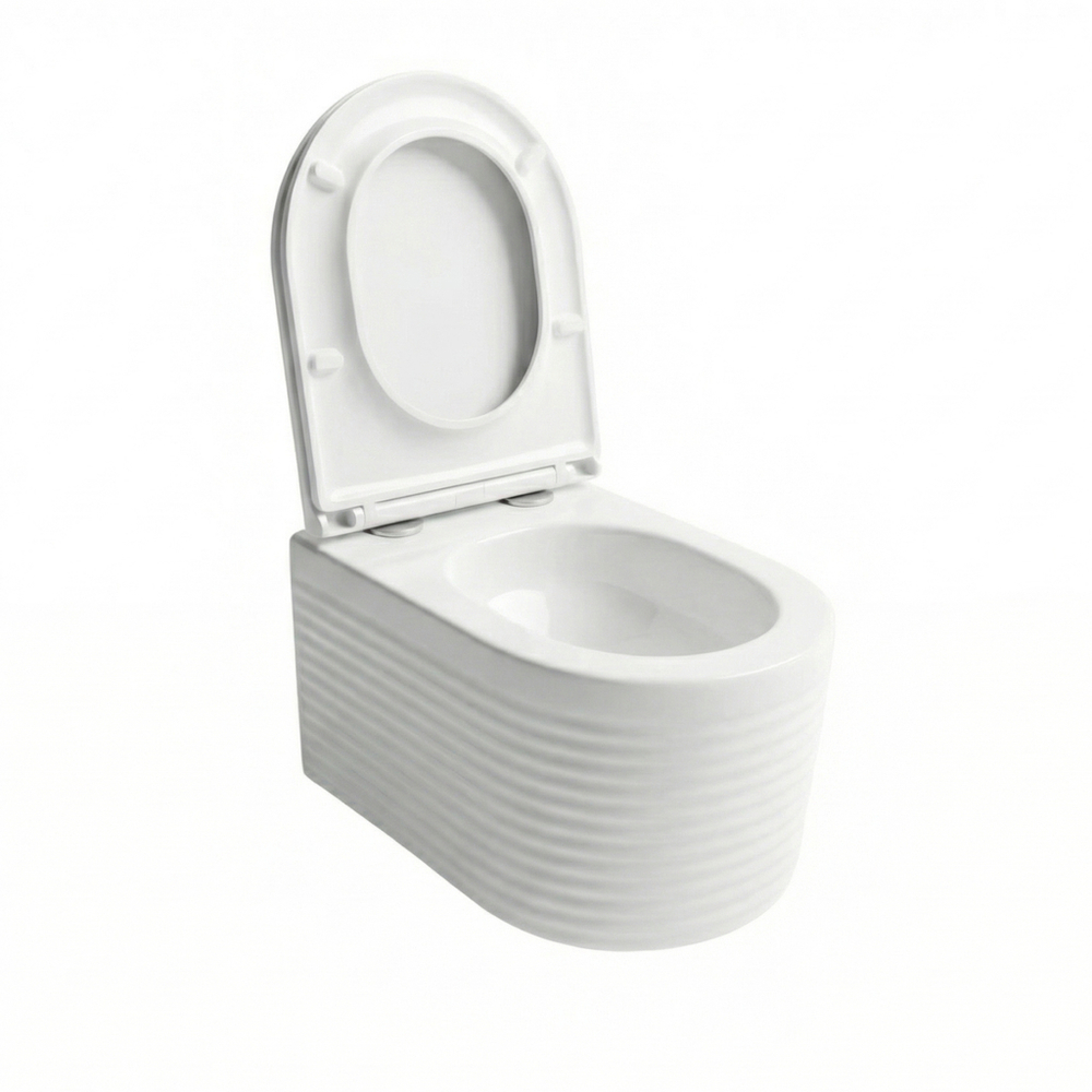 Унитаз подвесной безободковый WAVE LINE Tornado3.0, сид. дюропласт, м/л, быстр, БЕЛЫЙ глянец (L)