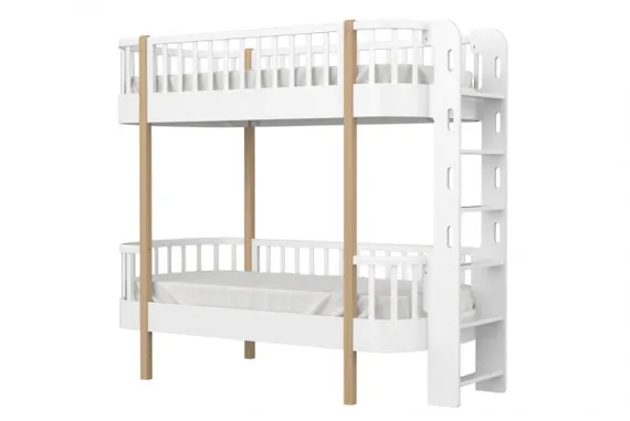 Кровать двухъярусная Ellipse Classic торцевая лестница Белая