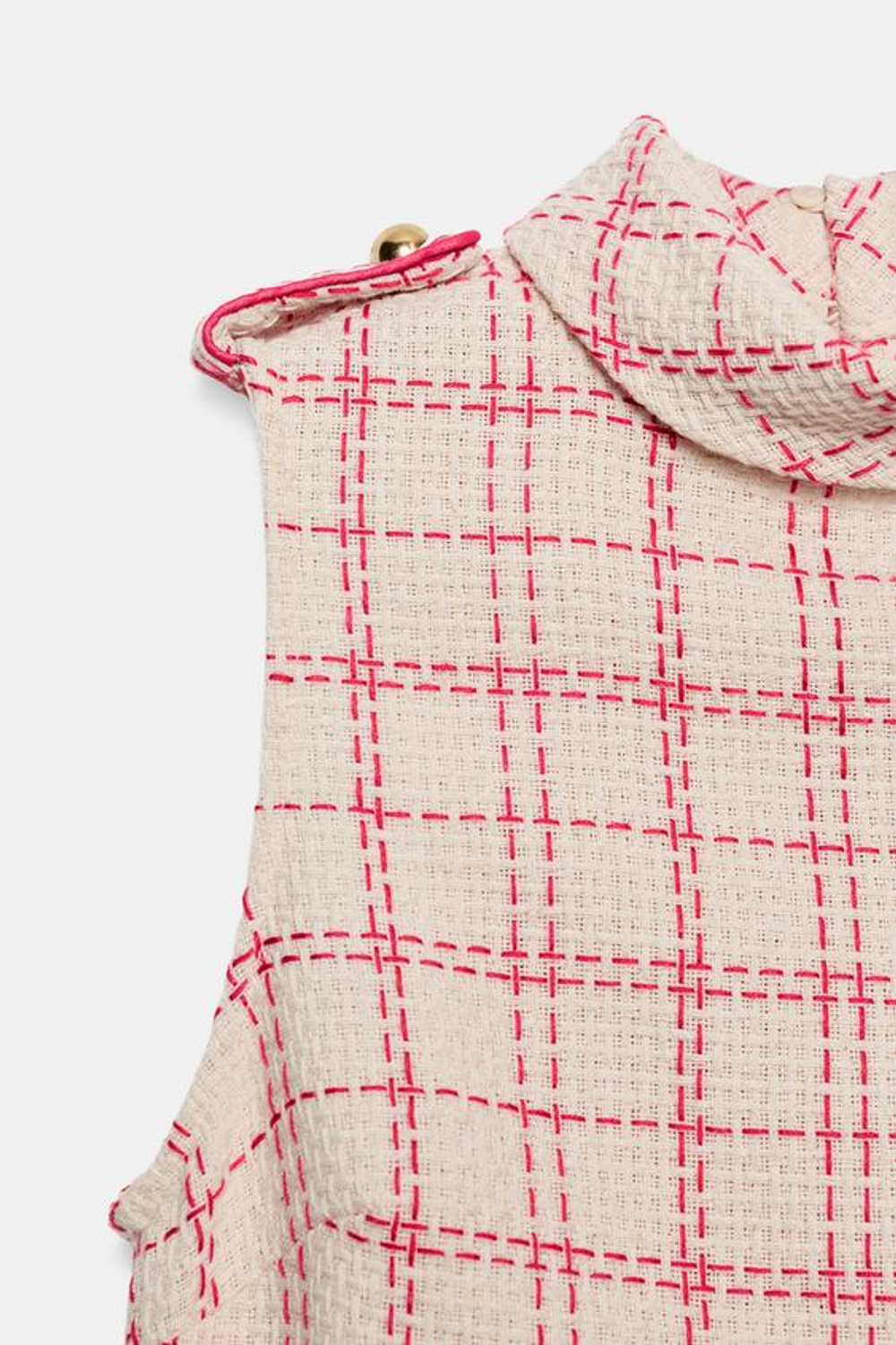 ZARA КОРОТКОЕ ПЛАТЬЕ ИЗ РЕЛЬЕФНОЙ ТКАНИ, БЕЛЫЙ/РОЗОВЫЙ