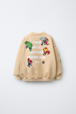 ZARA ТОЛСТОВКА С ПРИНТОМ THE AVENGERS © MARVEL, СВЕТЛО-БЕЖЕВЫЙ
