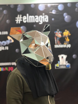 Зеркальная маска "Крыса" серебро