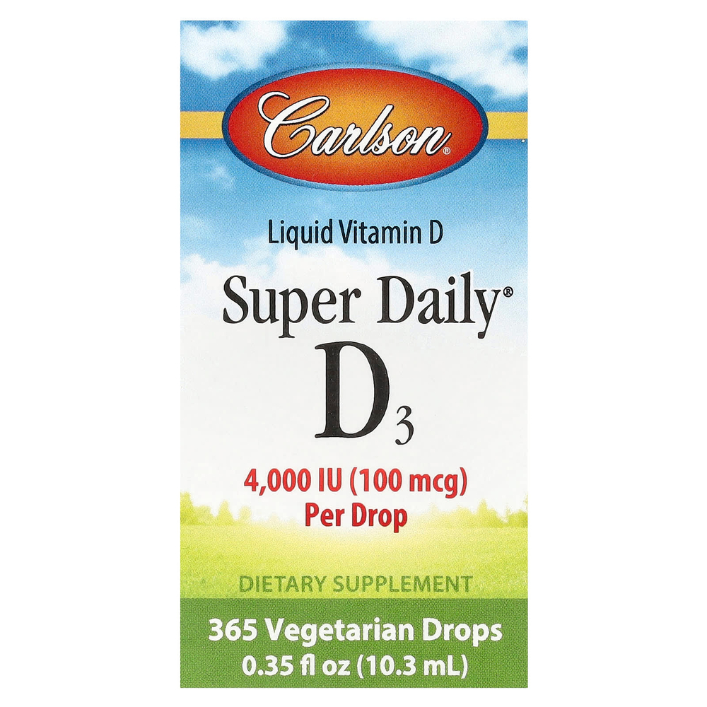 Carlson, Super Daily® D3, 100 мкг (4000 МЕ), 10,3 мл (0,35 жидк. Унции)