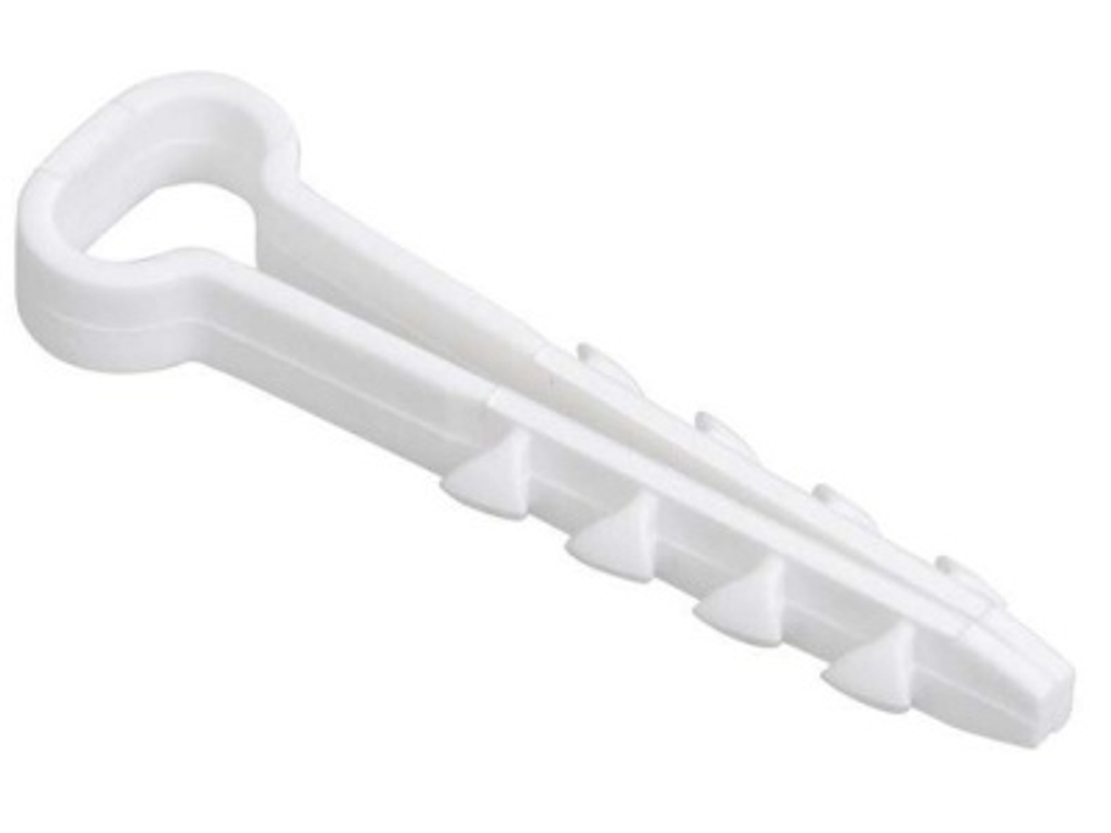 Дюбель-хомут  5х10мм нейлон белый, прямоугольный (100шт/уп)
