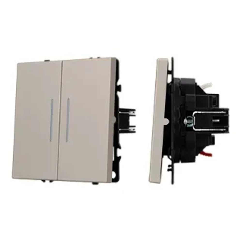 Механизм звонкового выключателя двухклавишный LED SWT-NOBE-MKR2-SFPL-L-CA (230V, 10A) (Arlight, Кашемир) 061787(1)